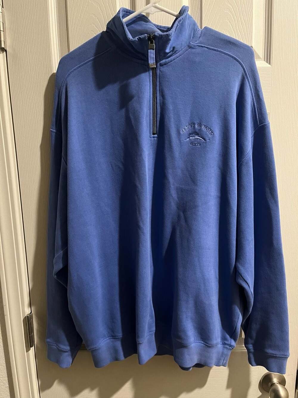 tommy bahama half zip pullover large blue